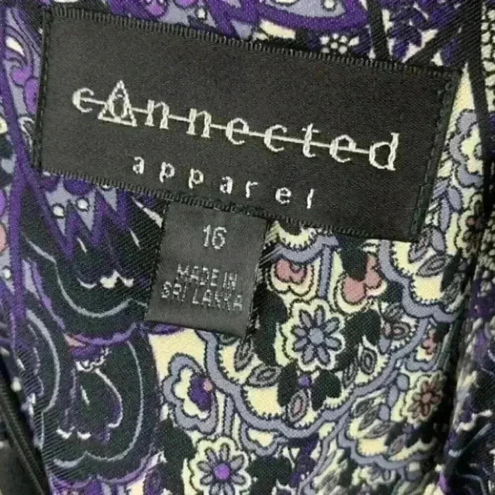 Connected apparel dress size 16 purple multicolored paisley sleeveless pencil - Picture 7 of 8